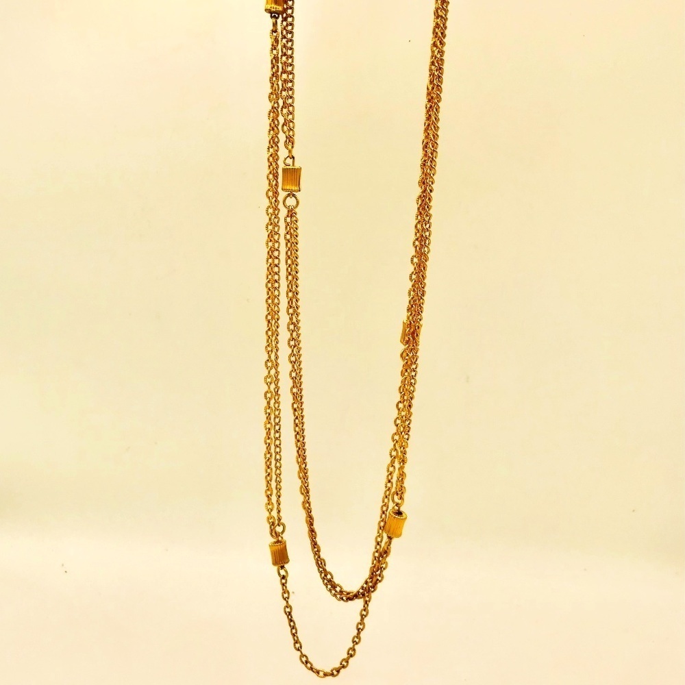 Vintage Long Gold Tone Metal Chain Necklace